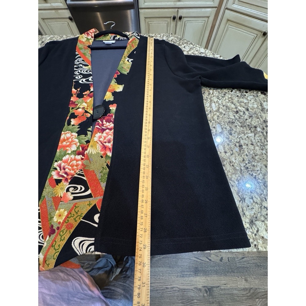 Soft Surroundings Black & Floral Asian Print Kimono Jacket Size 2X - Picture 9 of 11